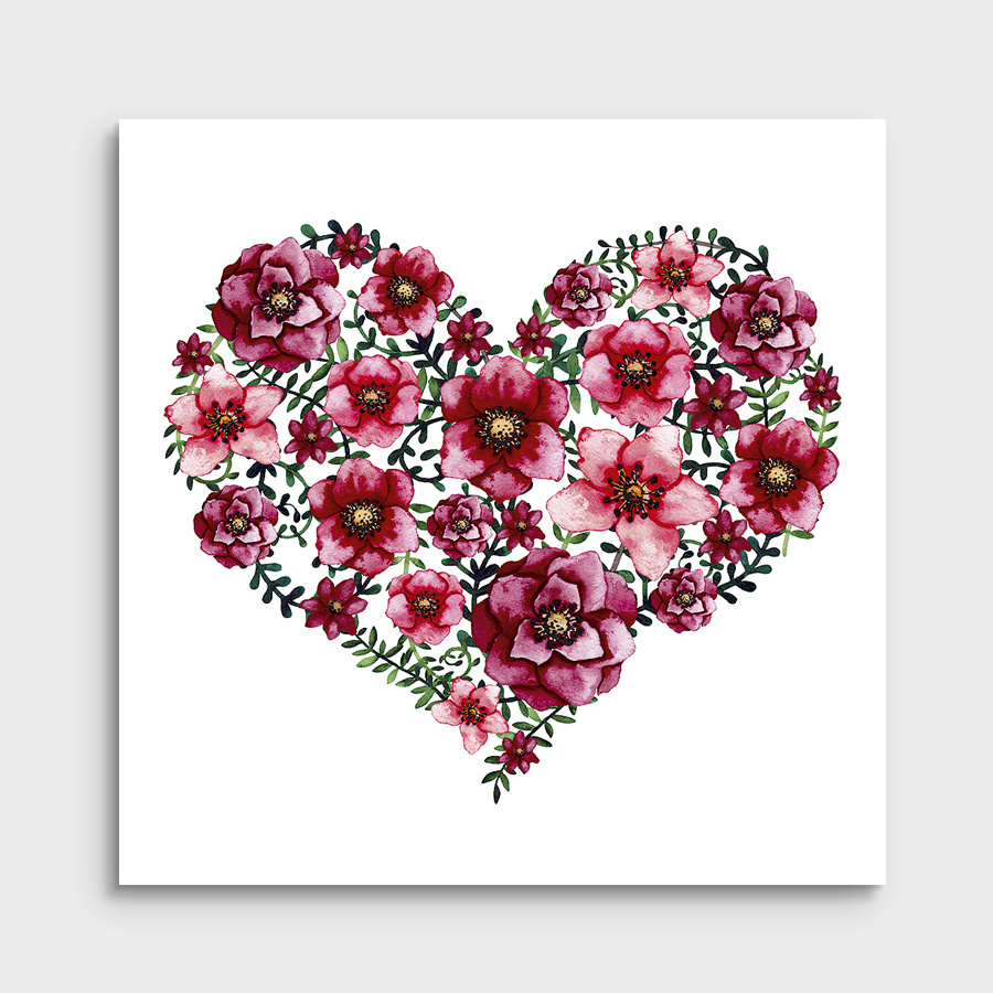 Мини-открытка "Сердце из цветов"
